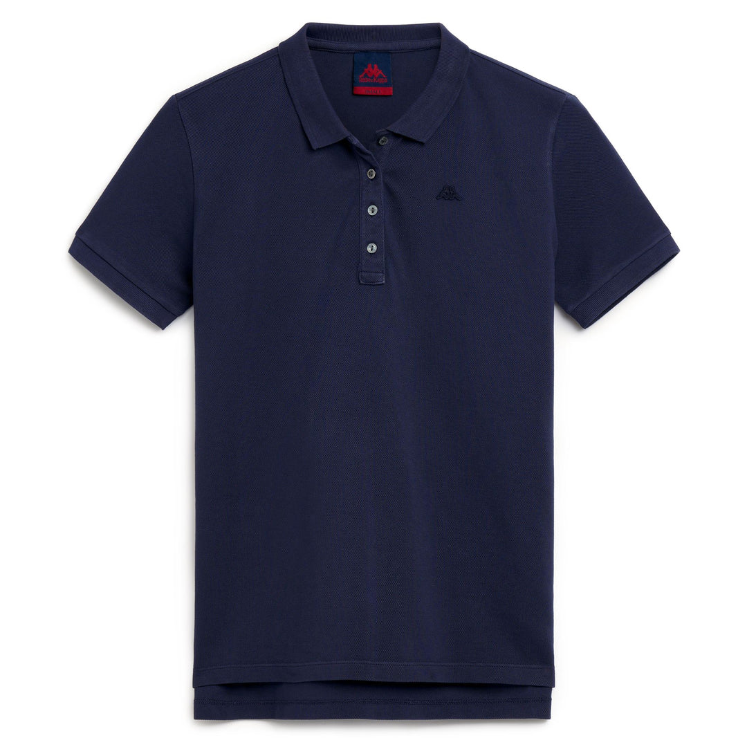 Polo da donna blu, vestibilità regolare, casual ed elasticizzata 01