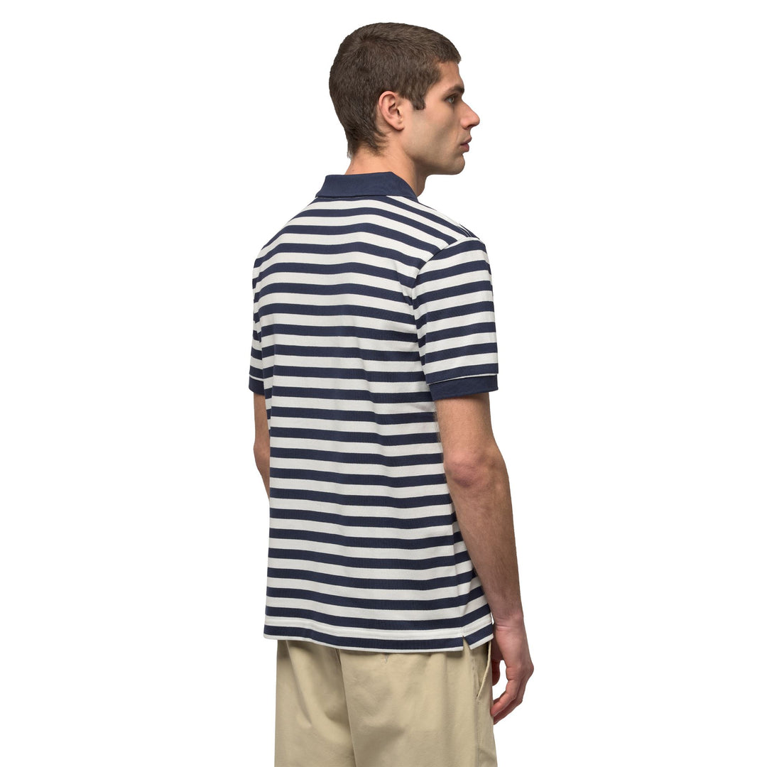 Polo bleu homme coupe classique, manches courtes, en piqué décontracté main
