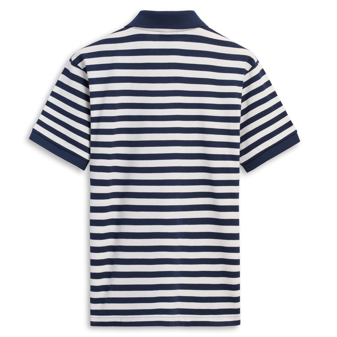 Polo bleu homme coupe classique, manches courtes, en piqué décontracté main