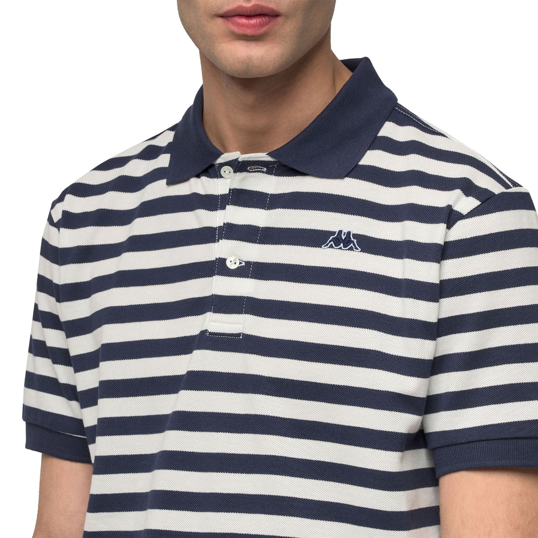 Polo bleu homme coupe classique, manches courtes, en piqué décontracté main