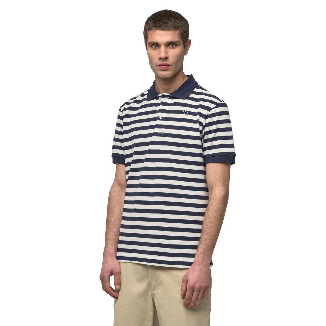 Polo bleu homme coupe classique, manches courtes, en piqué décontracté 01