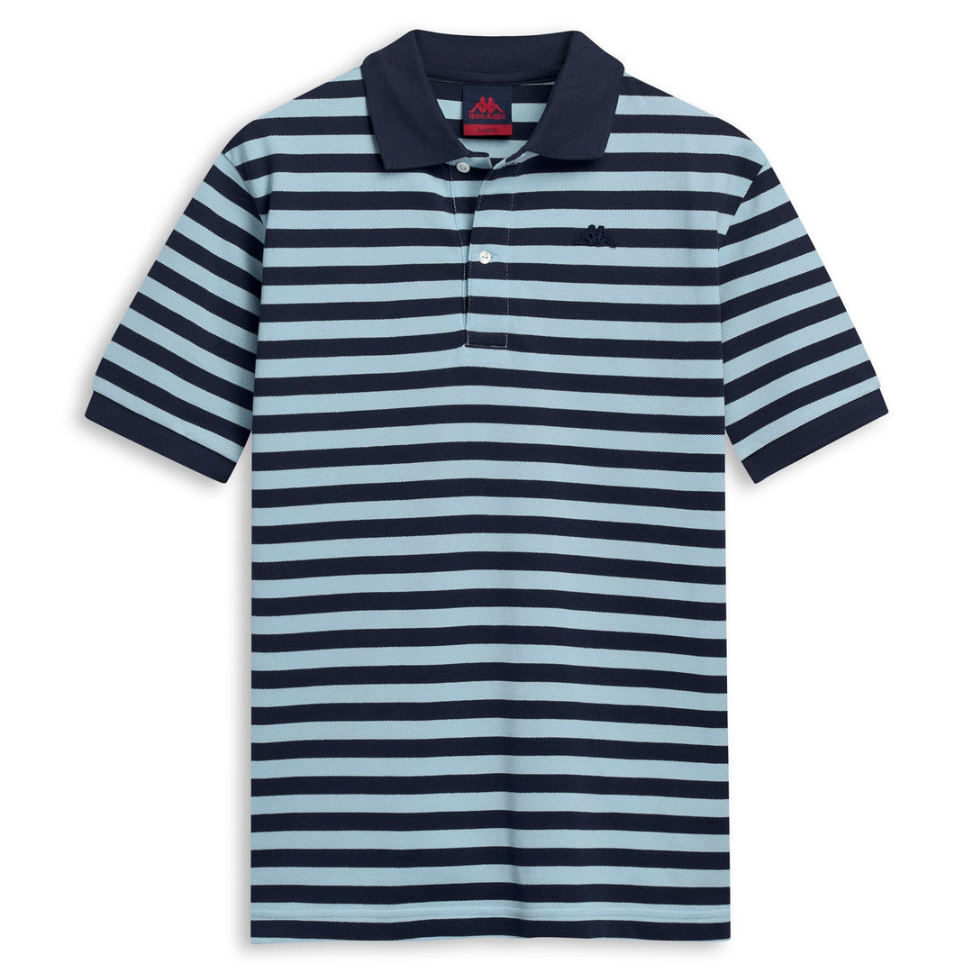 Polo bleu homme à manches courtes en coton, coupe classique. 01