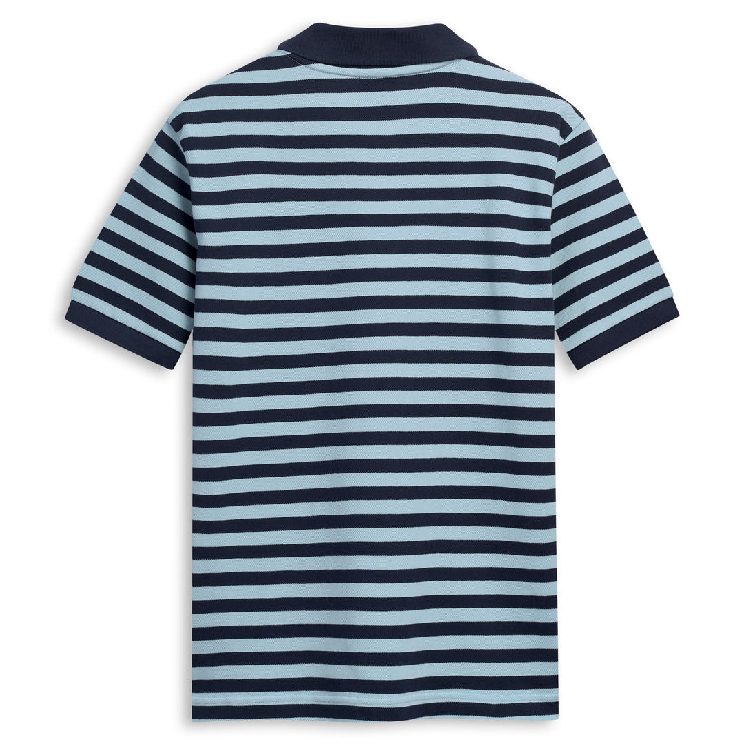 Polo bleu homme à manches courtes en coton, coupe classique. main