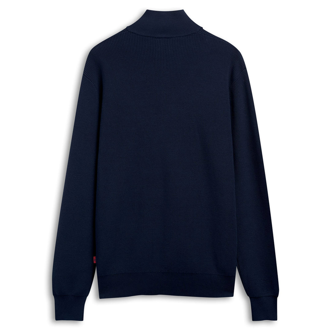 Suéter tipo polo de algodón casual de corte entallado para hombre en color azul main