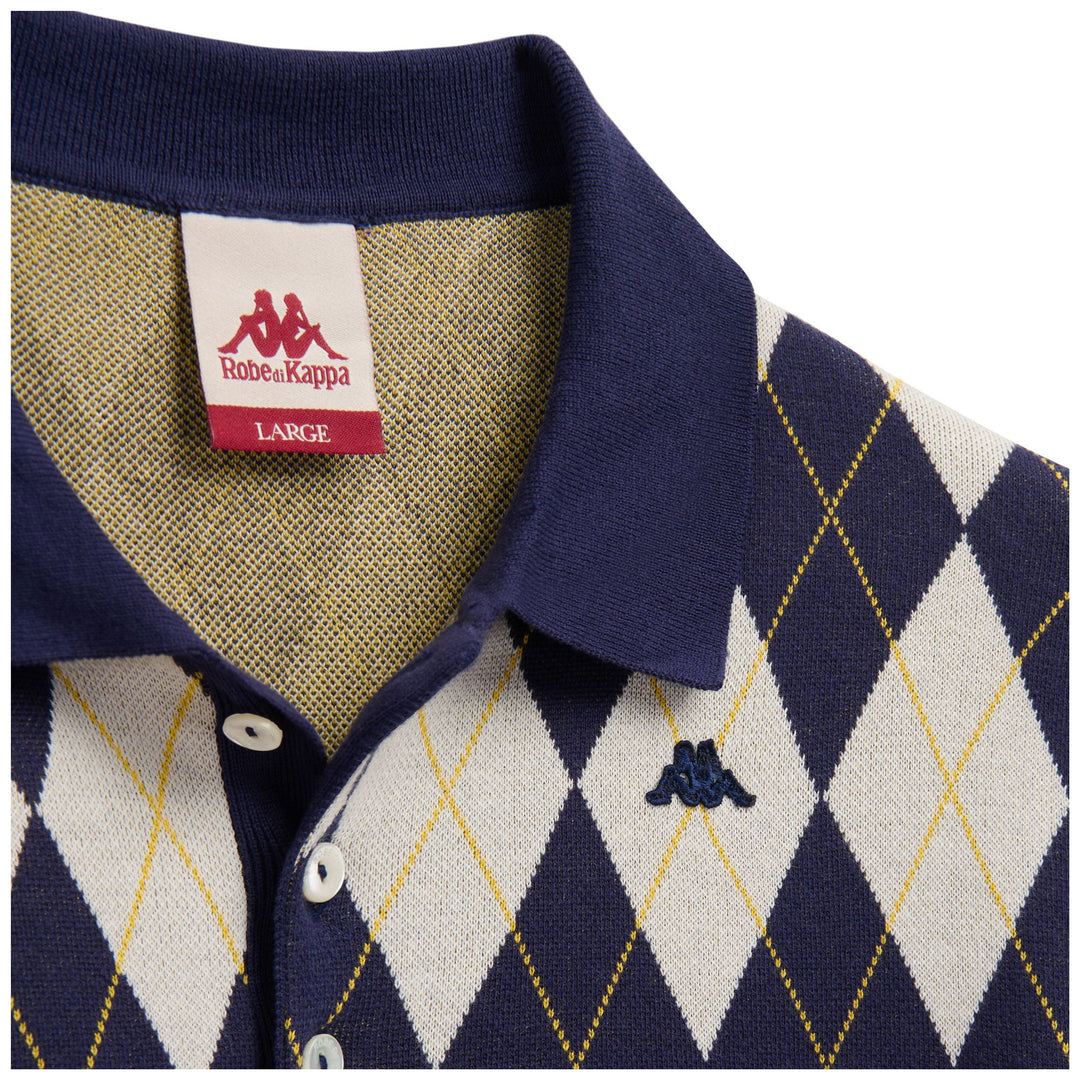 ROBE GIOVANI   ARGYLL - KNITWEAR - Polo - Man - WHITE MASTICE-BLUE MARINE-YELLOW CHROME main
