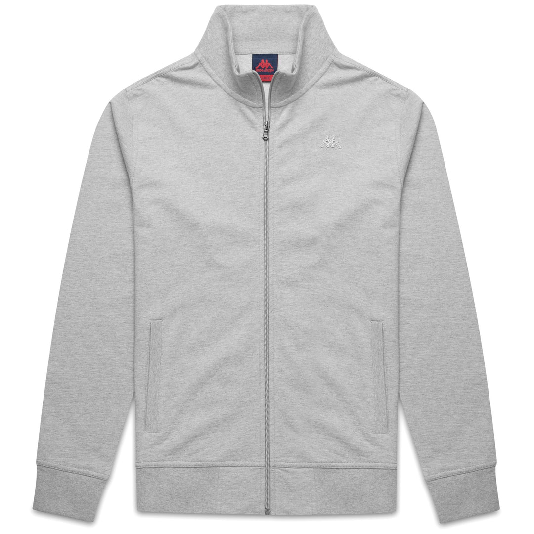 Pull en coton gris pour homme, coupe ajustée, fermeture éclair intégrale main