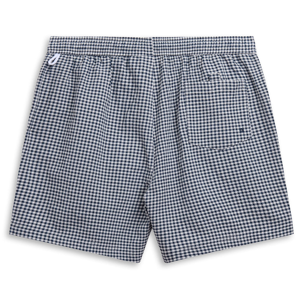 White Men's Classic Swimming Trunks in Seersucker Fabric 02