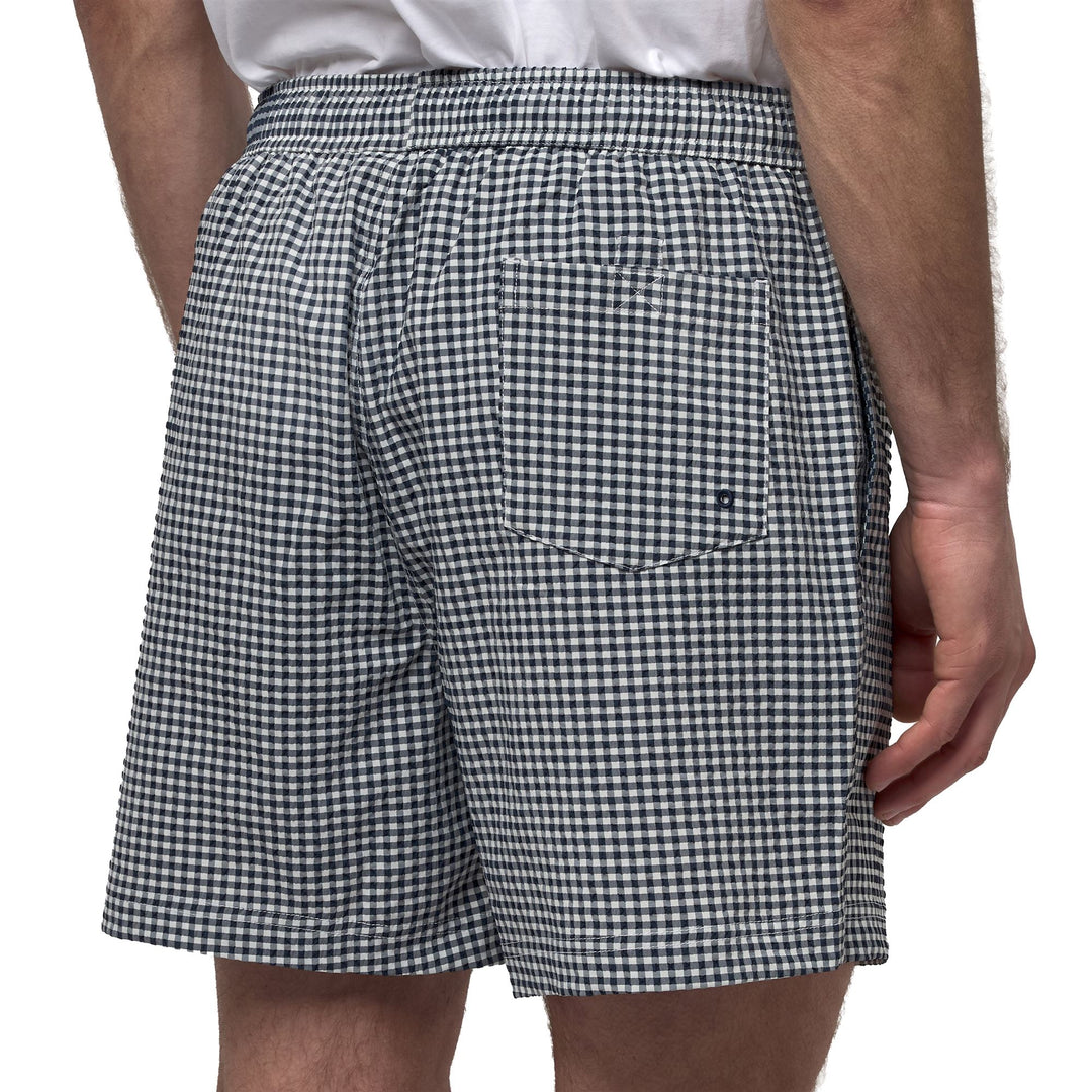 Maillot de bain classique blanc pour homme en tissu seersucker main