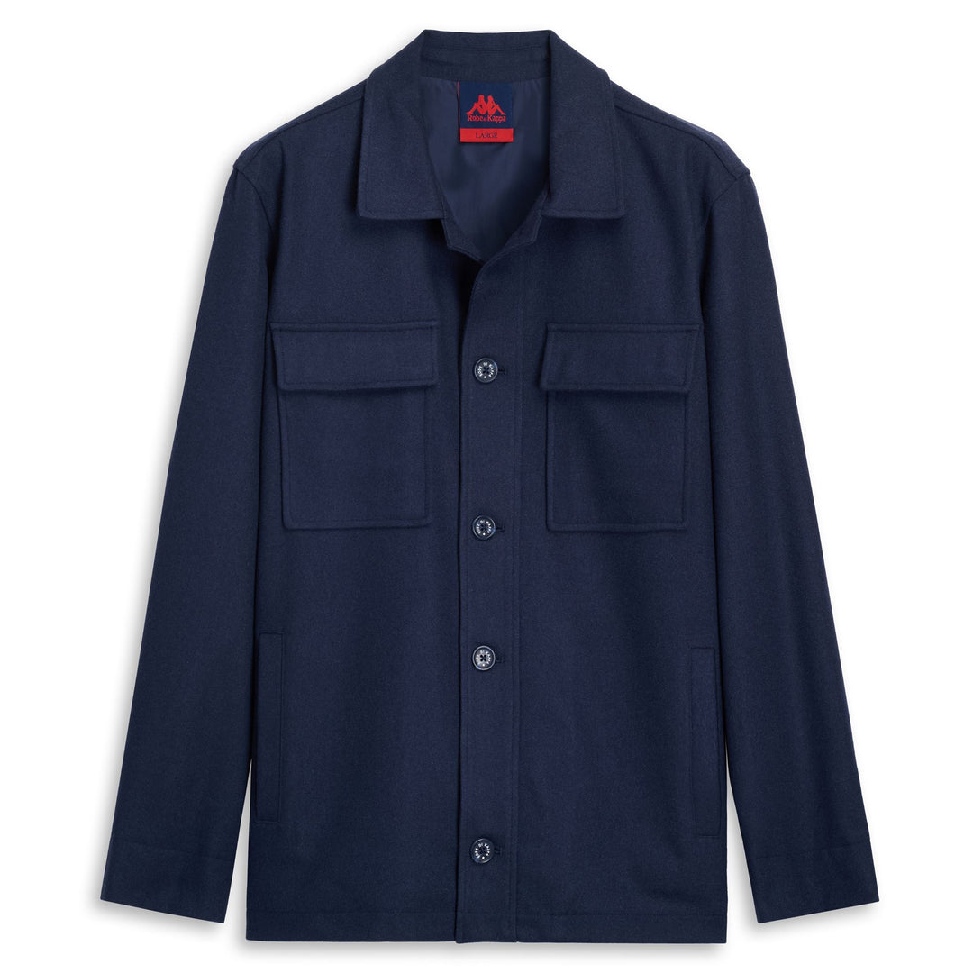 Blue Men's Wool Blend Overshirt with Button Closure 01