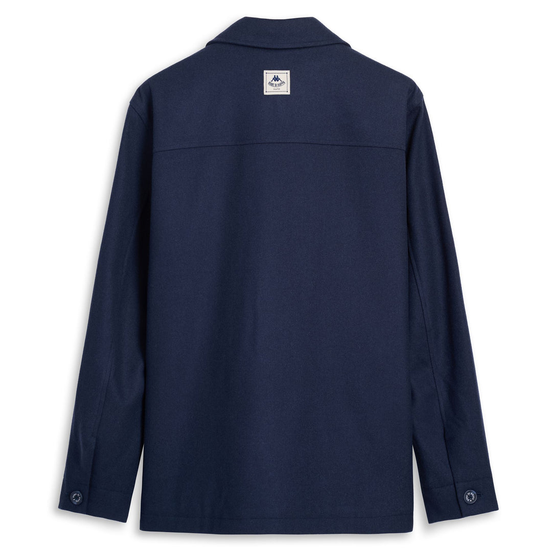 Camisa de mezcla de lana azul para hombre con cierre de botones main