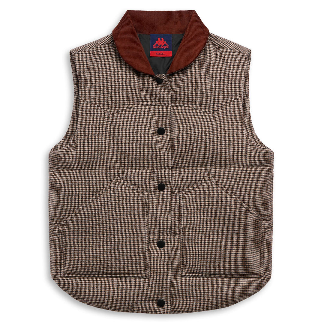 Brown Women's Padded Vest with Corduroy Collar 01