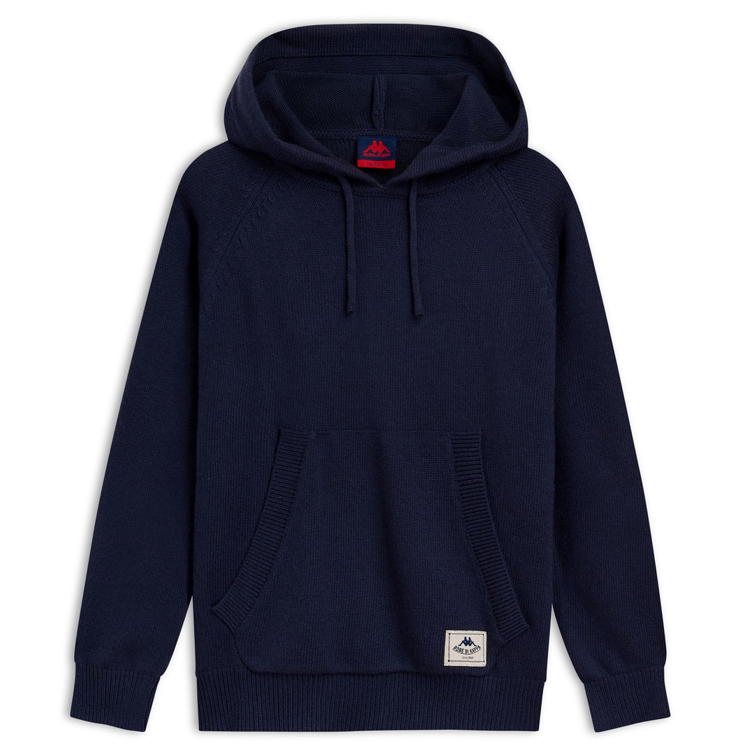 Blue iris Men's Hooded Knit Jumper with Kangaroo Pocket 01