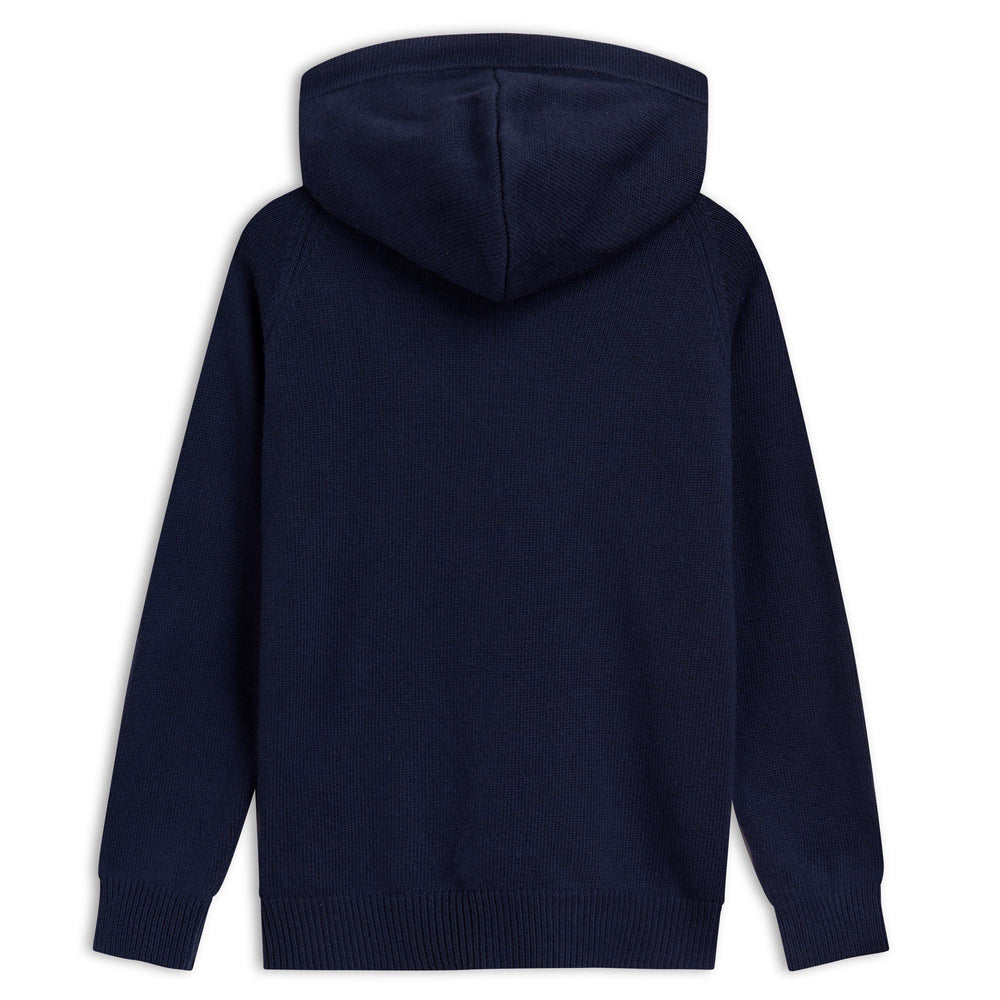 Blue iris Men's Hooded Knit Jumper with Kangaroo Pocket 02
