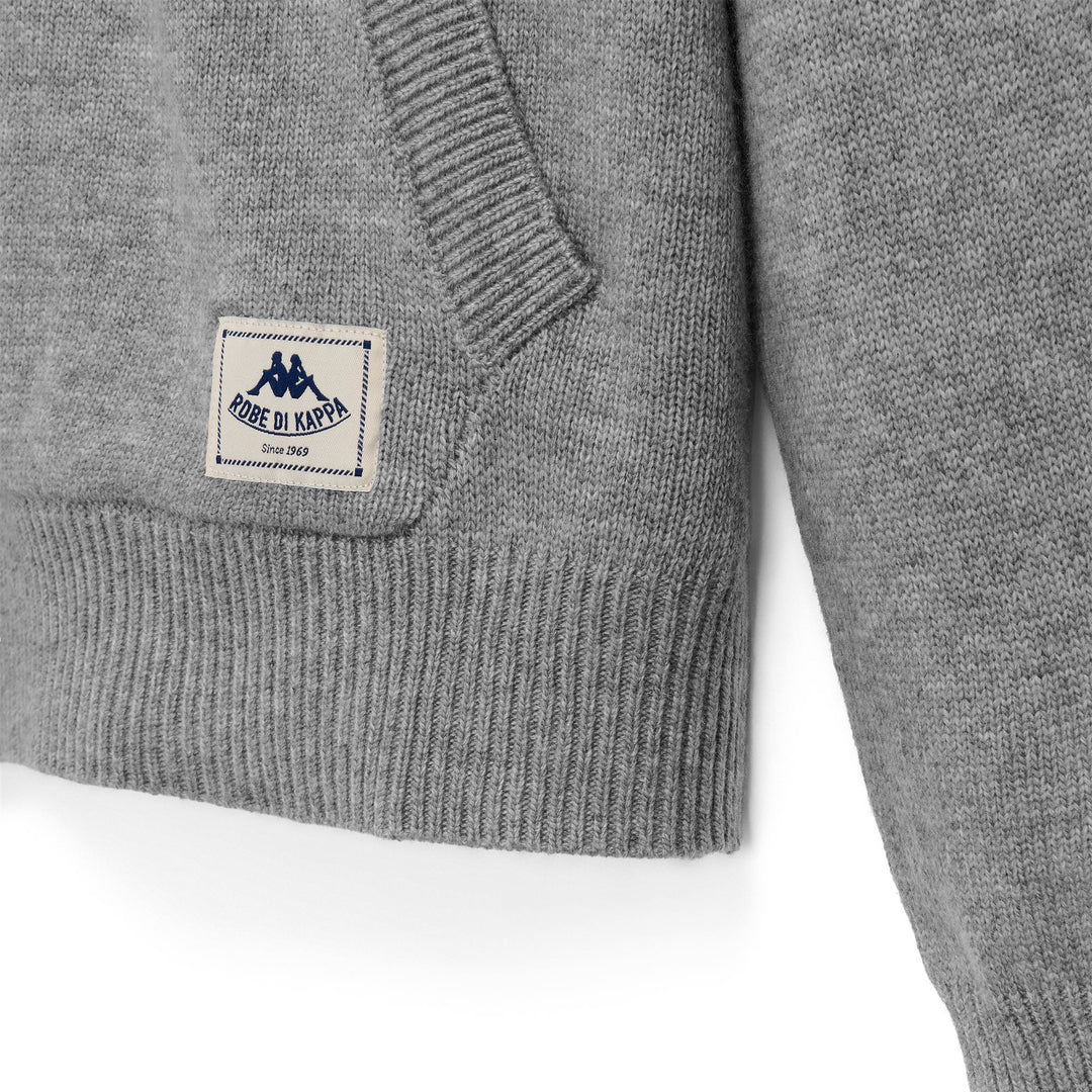 Maglione grigio da uomo in misto lana con cappuccio e tasca a marsupio main