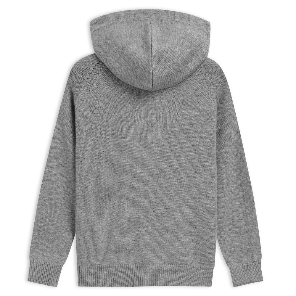 Grey Men's Hooded Wool Blend Jumper with Kangaroo Pocket 02