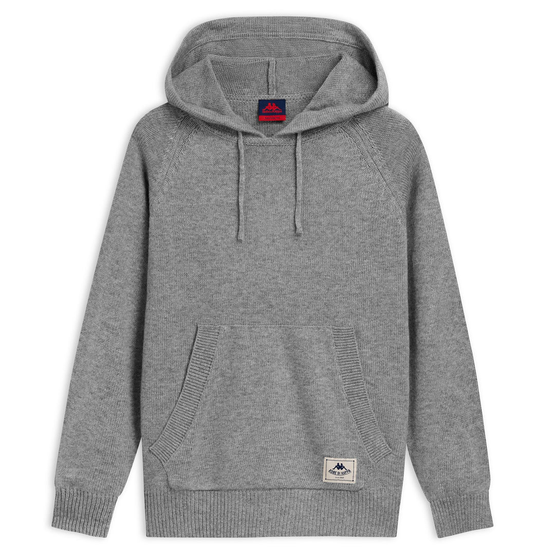 Grey Men's Hooded Wool Blend Jumper with Kangaroo Pocket 01