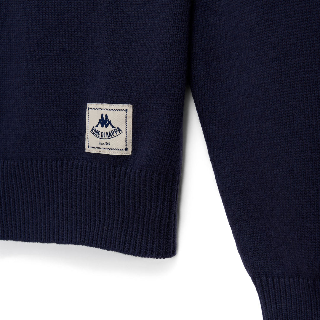 Maglione girocollo in misto lana blu da uomo main