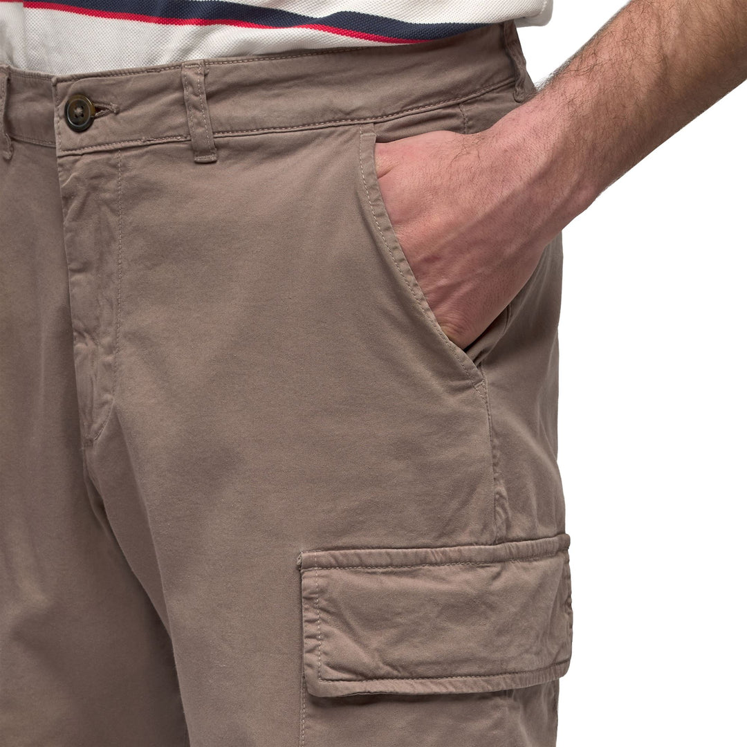 Pantalon cargo marron pour homme, coupe confort main