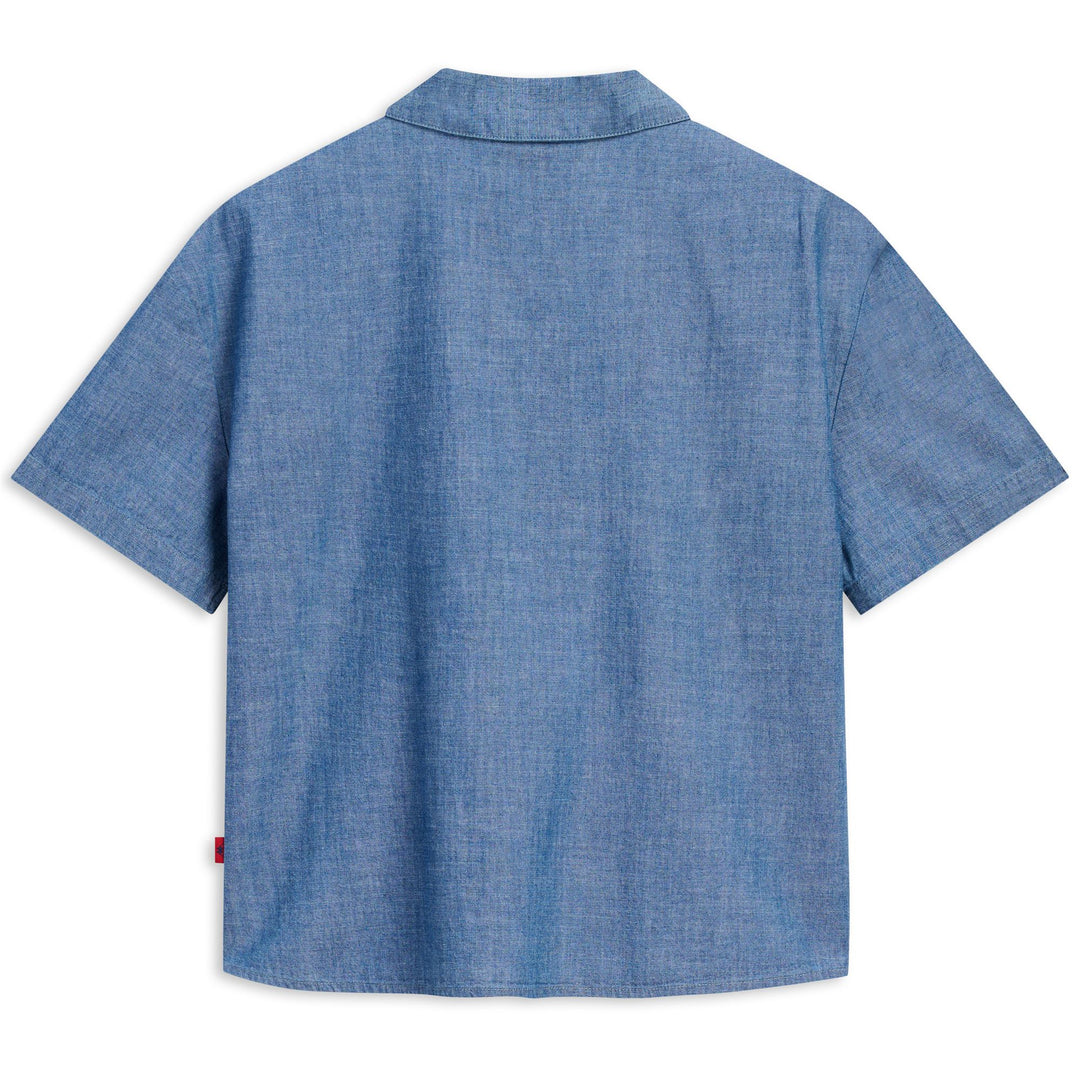 Light Blue Women's Loose Fit Casual Chambray Revere Shirt main