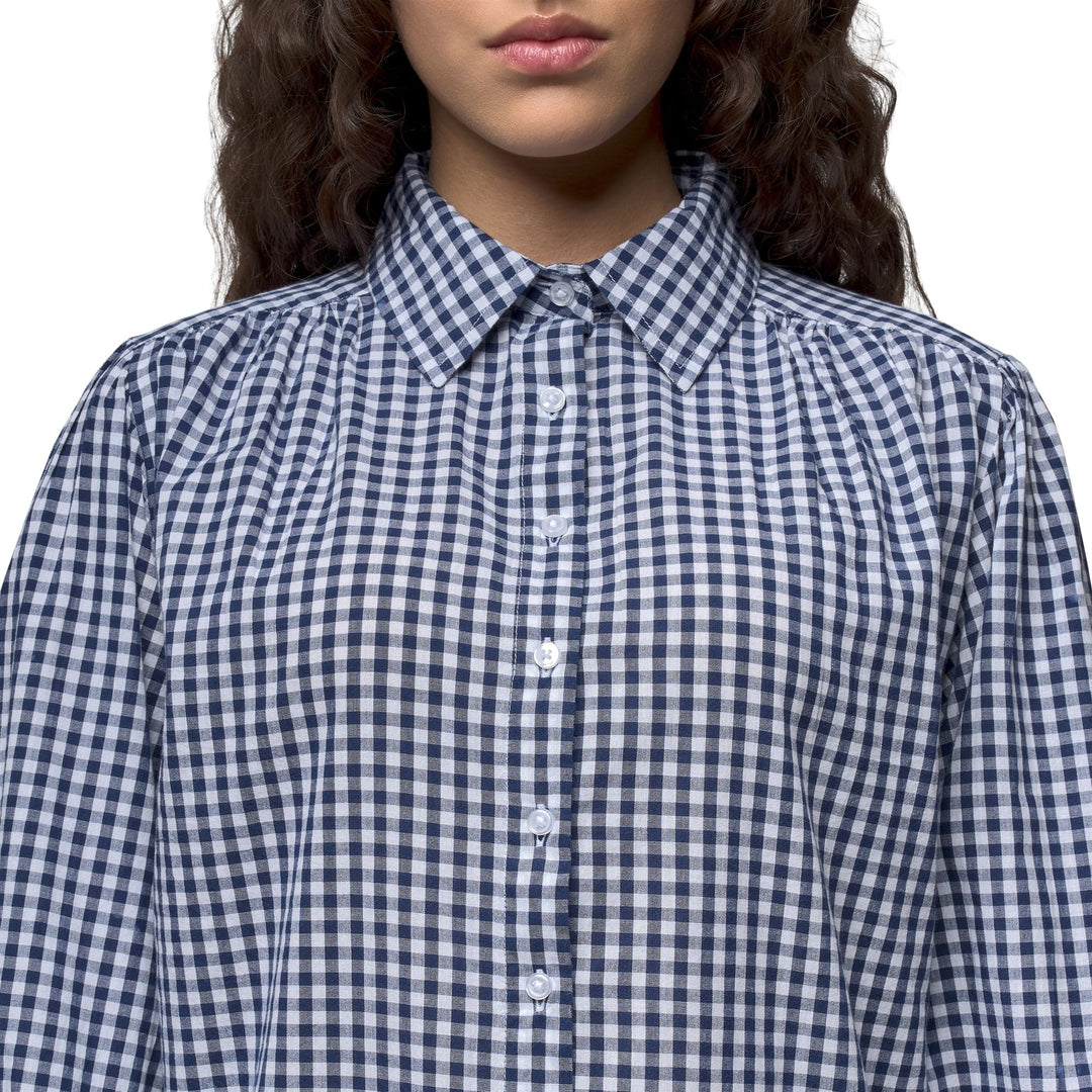 Chemise bleue décontractée pour femme en coton, coupe ample main