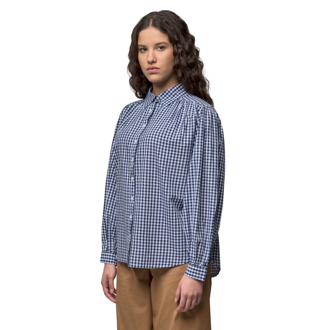 Chemise bleue décontractée pour femme en coton, coupe ample 01