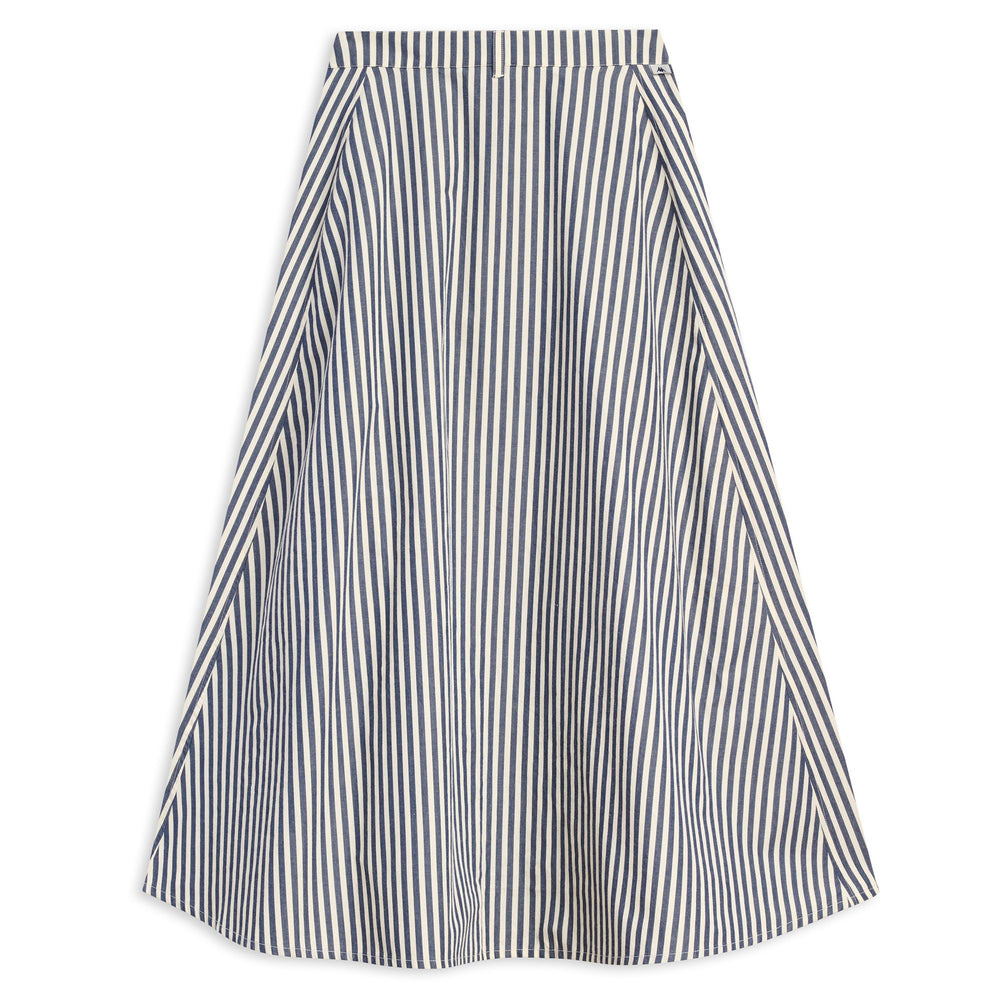 Jupe longue décontractée en coton bleu pour femme, coupe classique 02