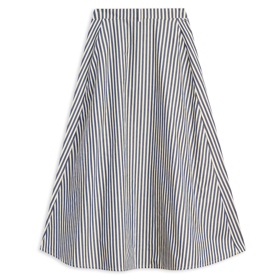 Jupe longue décontractée en coton bleu pour femme, coupe classique main