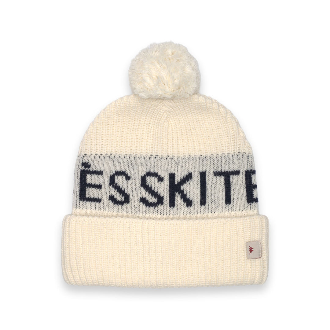White Unisex Wool Blend Beanie with Pom-Pom 01