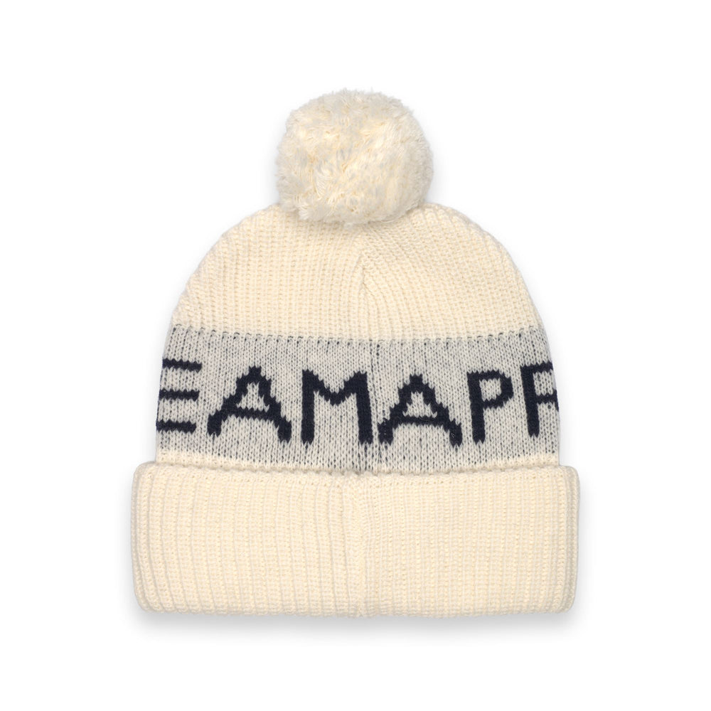 White Unisex Wool Blend Beanie with Pom-Pom 02