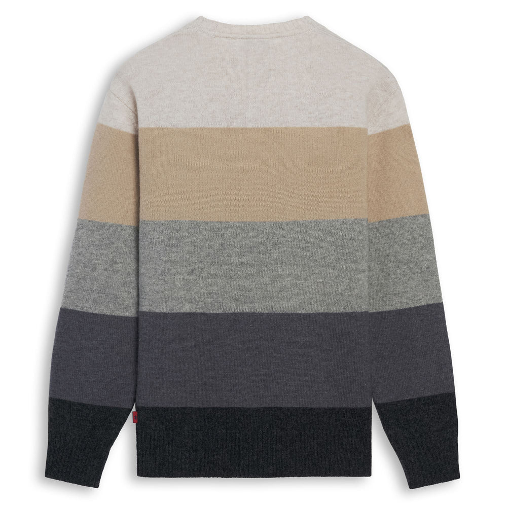 Pull en laine rayé multicolore noir pour homme, coupe classique 02