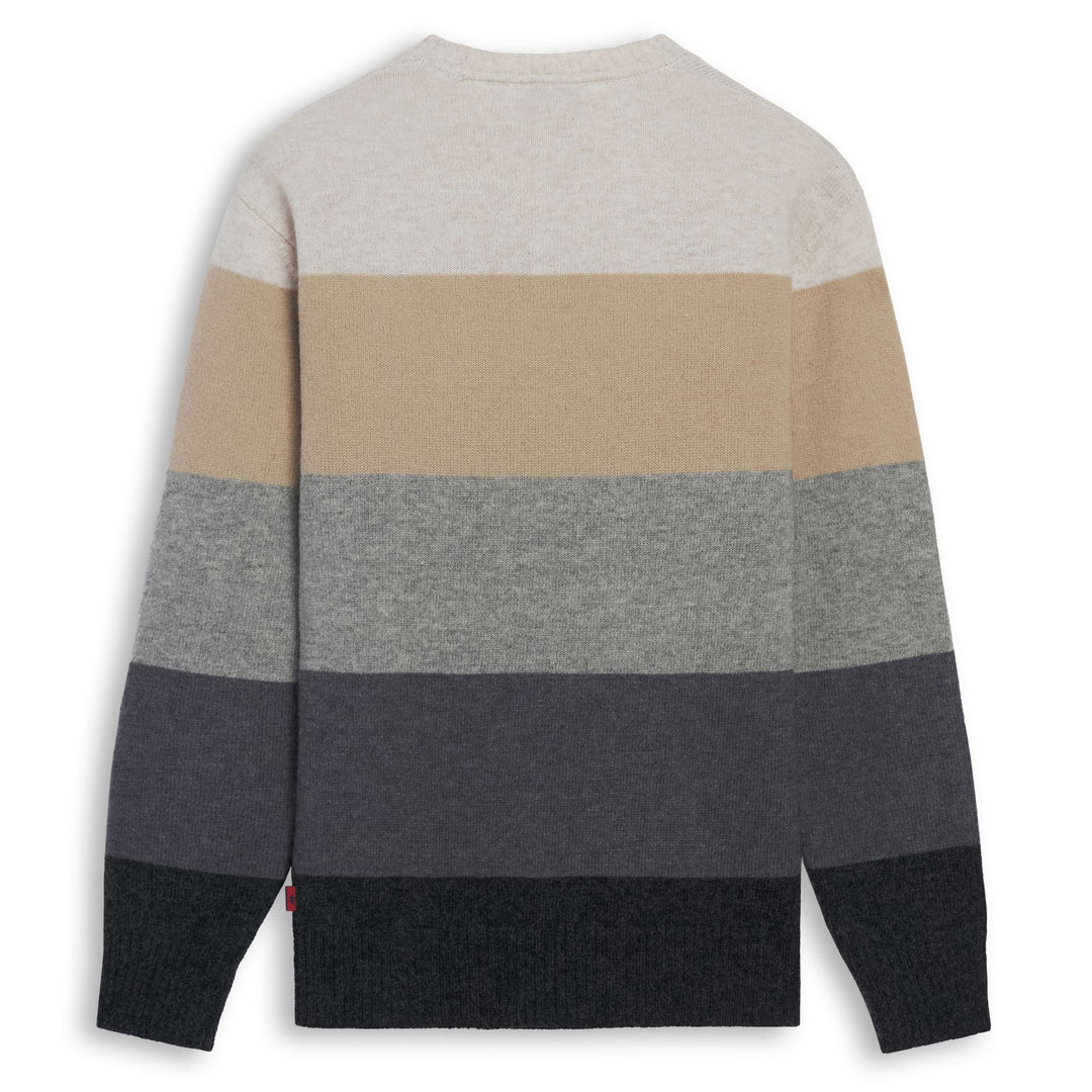 Maglione da uomo in lana a righe multicolore, vestibilità regolare, colore nero. main