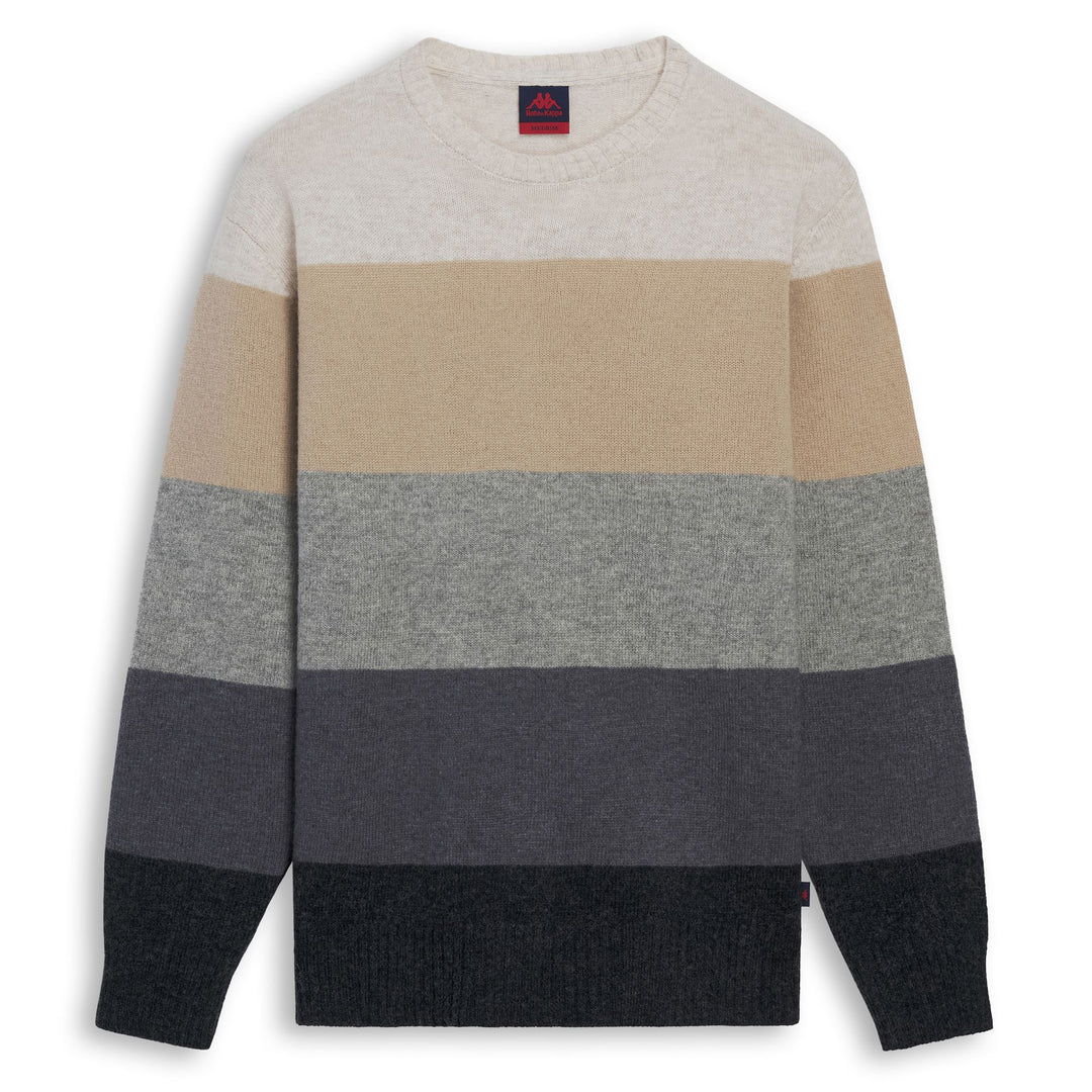 Maglione da uomo in lana a righe multicolore, vestibilità regolare, colore nero. main