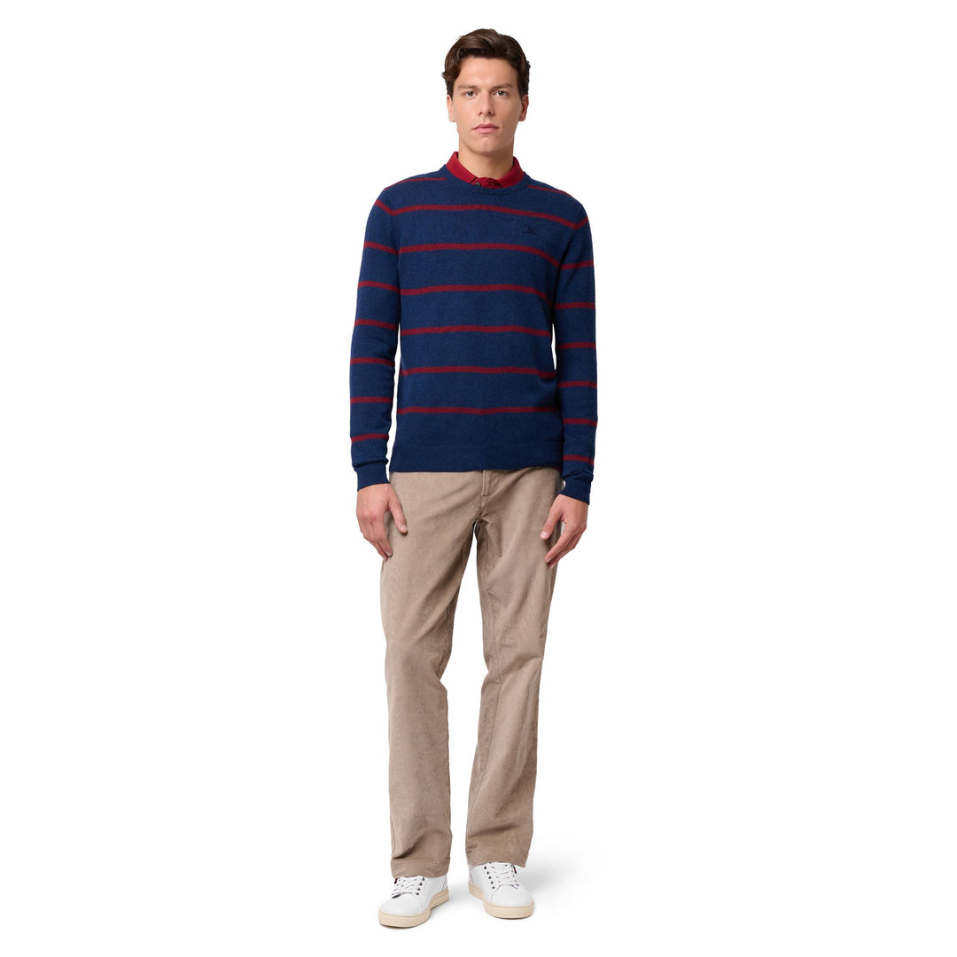 Jersey de punto para hombre Blue Iris con corte entallado y diseño a rayas main