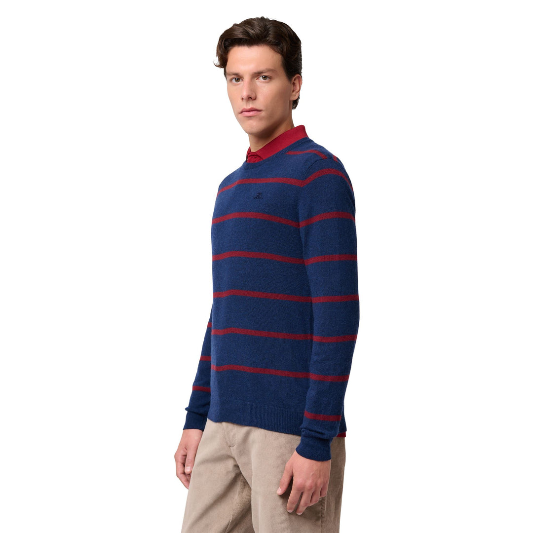 Jersey de punto para hombre Blue Iris con corte entallado y diseño a rayas main