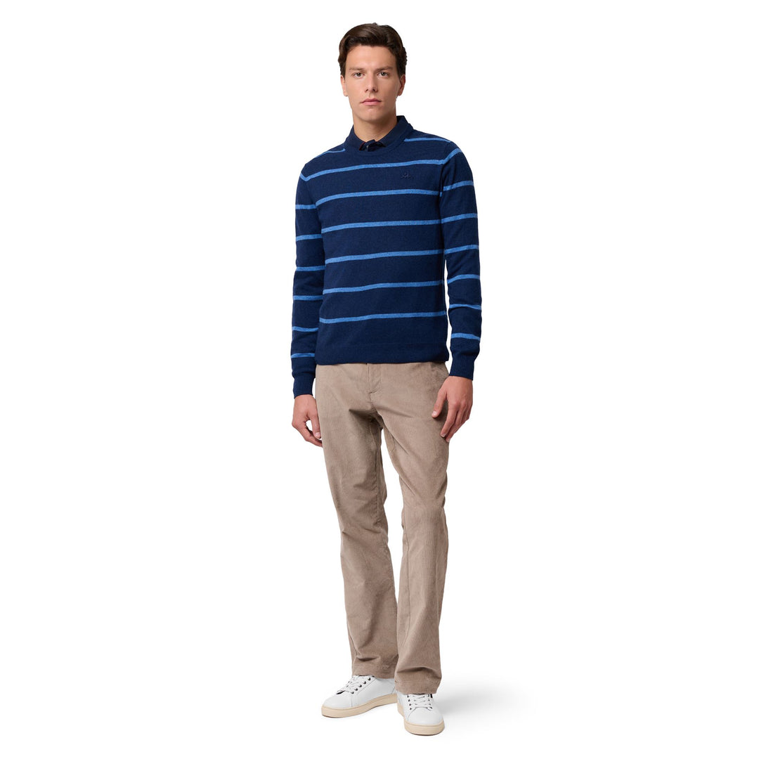 Blue royal Men's Slim Fit Striped Knit Pullover main