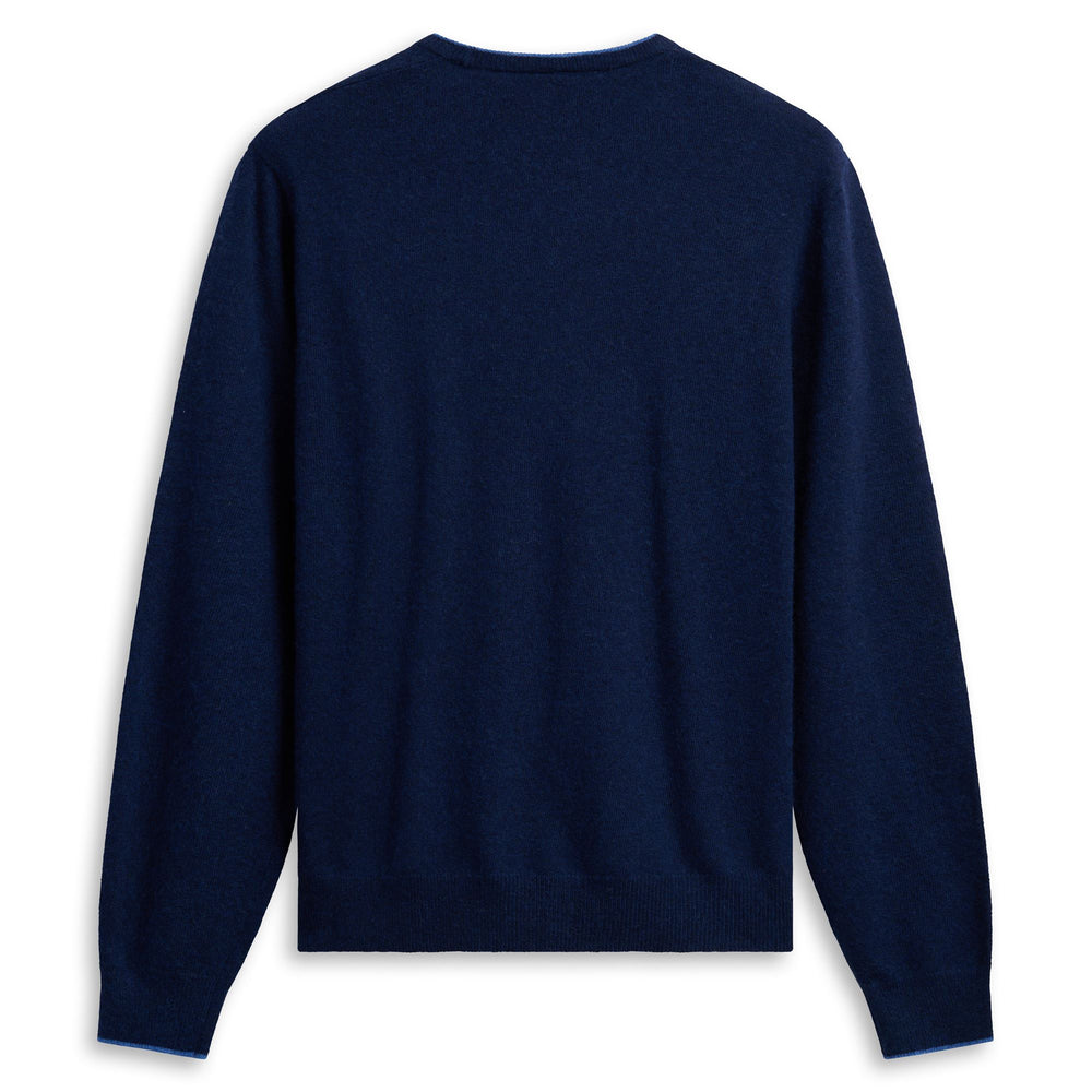 Royal blue Men's Slim Fit Knit Pullover with Stripes 02