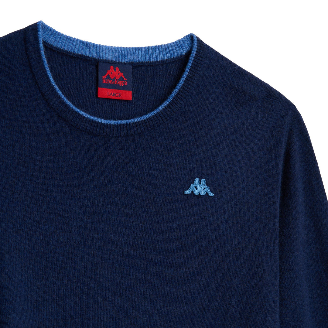 Maglione da uomo slim fit in maglia blu reale con righe main