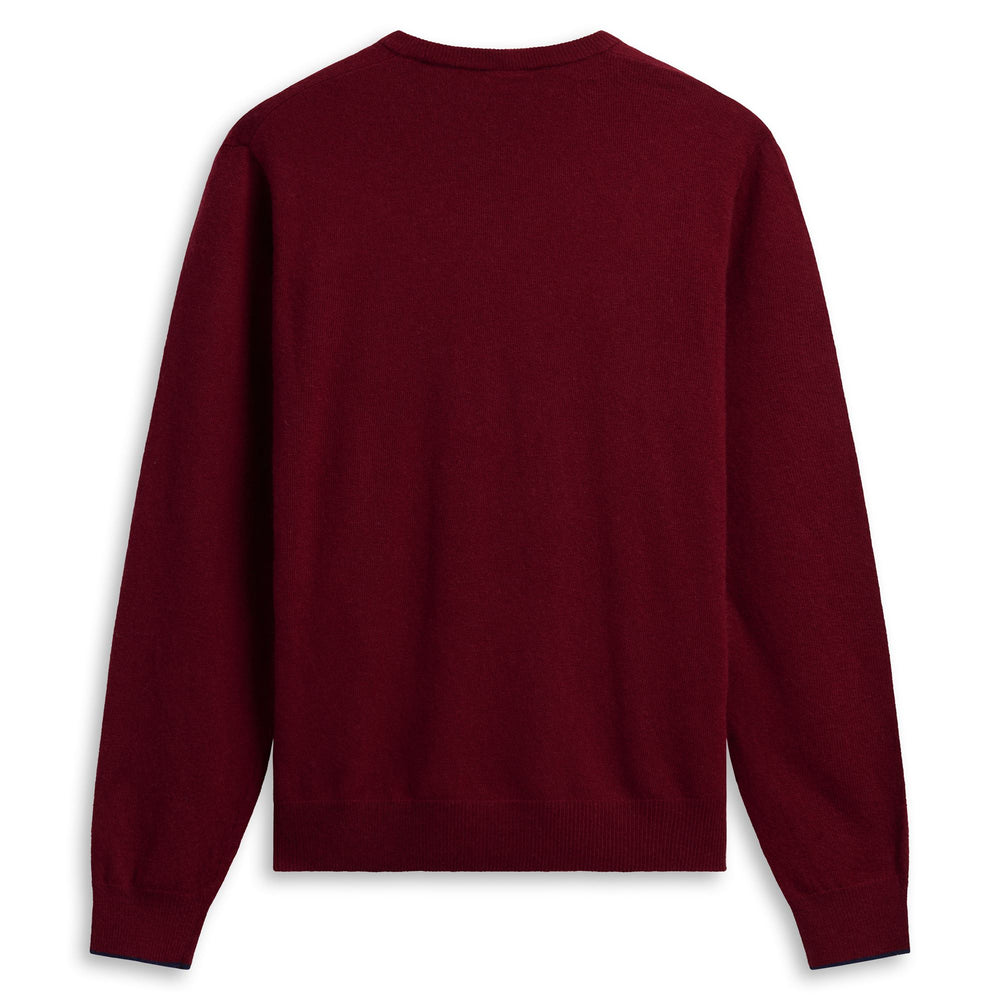 Red Men's Slim Fit Knit Pullover with Contrast Stripes 02