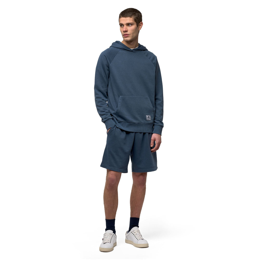 Bermuda bleu pour homme, coupe classique décontractée, en coton compact main