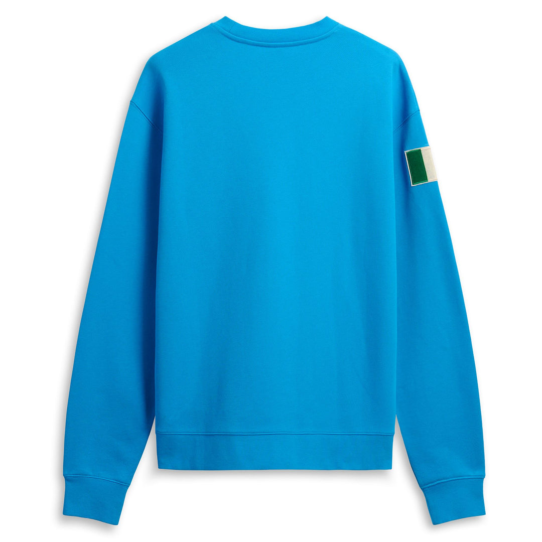 Maglione girocollo in pile di cotone casual da uomo vestibilità regular blu main