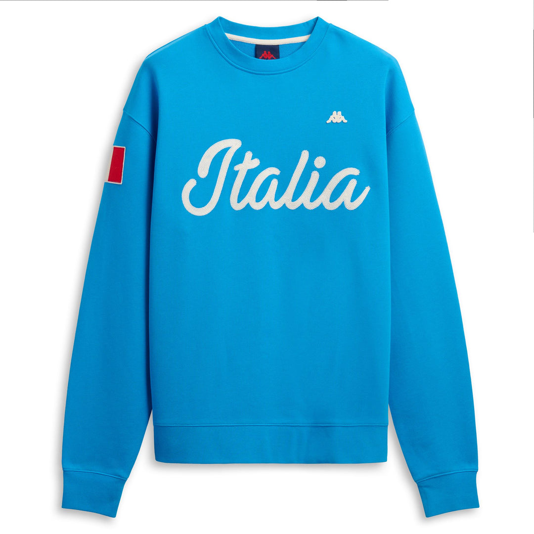 Maglione girocollo in pile di cotone casual da uomo vestibilità regular blu 01