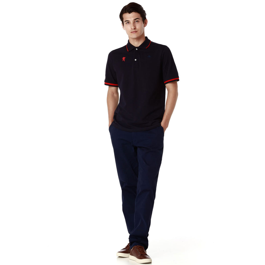 Polo bleu en coton pour homme, coupe ajustée, à usage fonctionnel 01