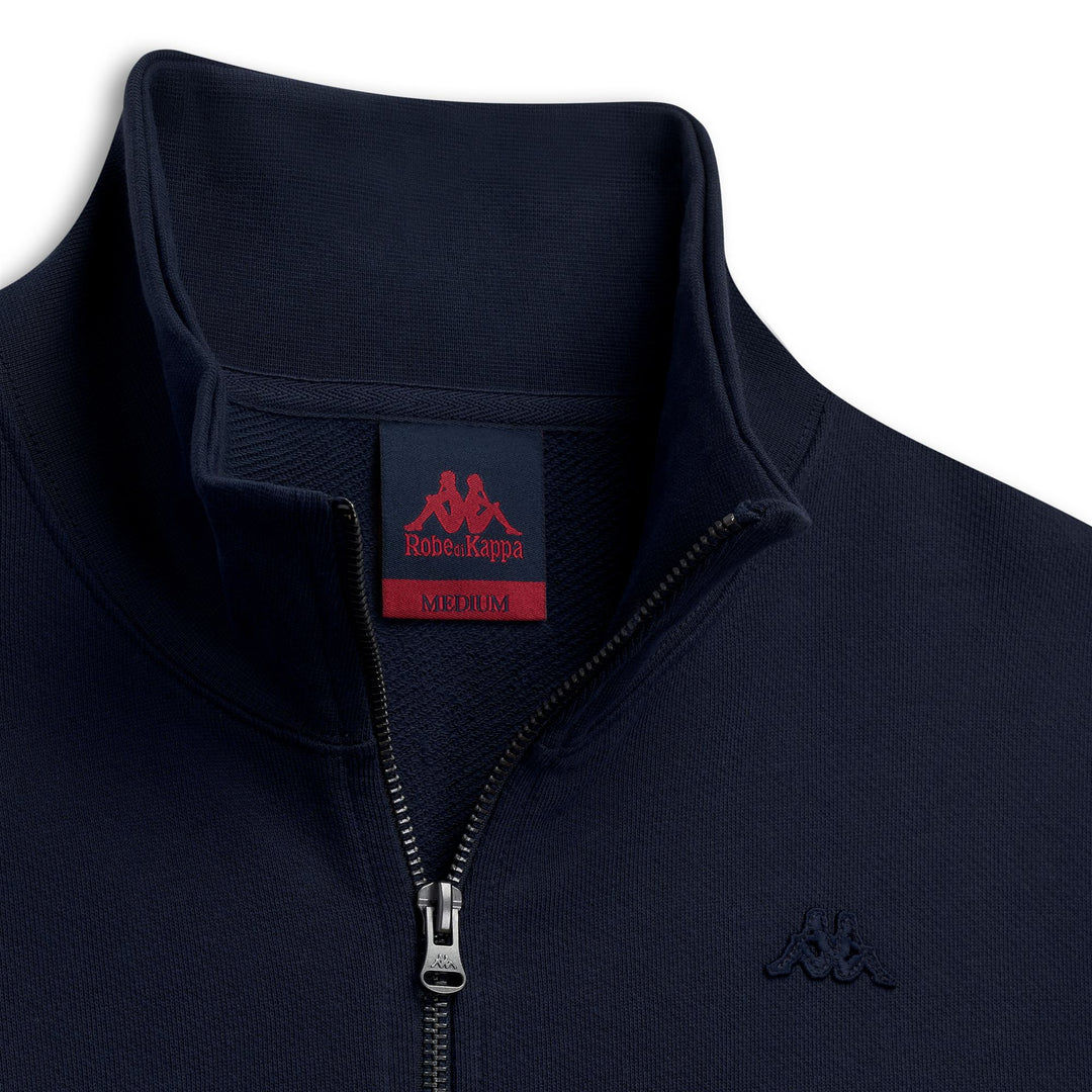 Sudadera con capucha de algodón azul de corte regular y cremallera para hombre main