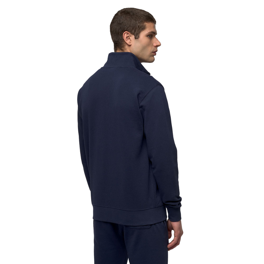 Sweat à capuche zippé en polaire bleu pour homme, coupe classique décontractée main