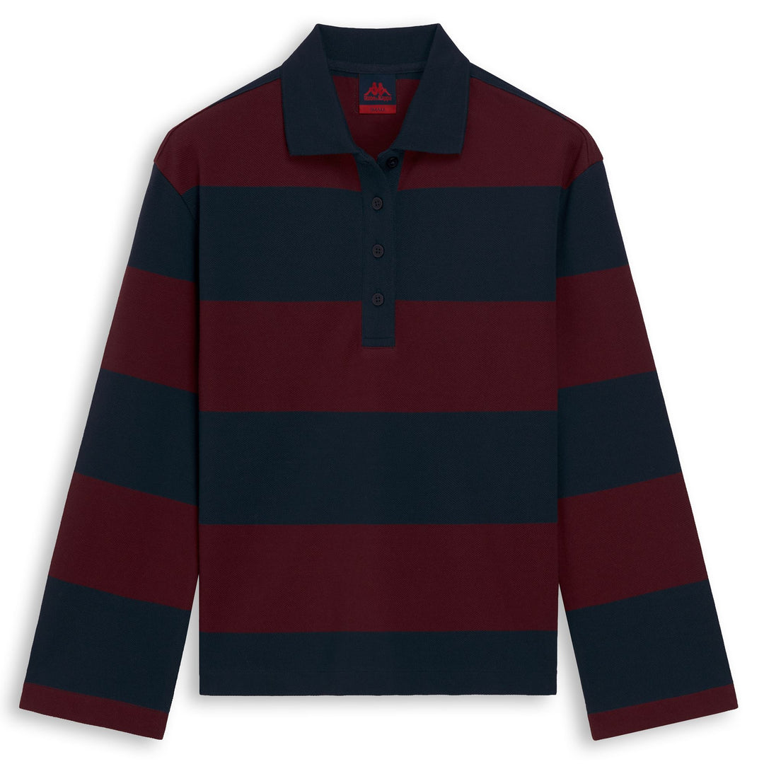 Polo en coton bleu pour femme, coupe confortable main