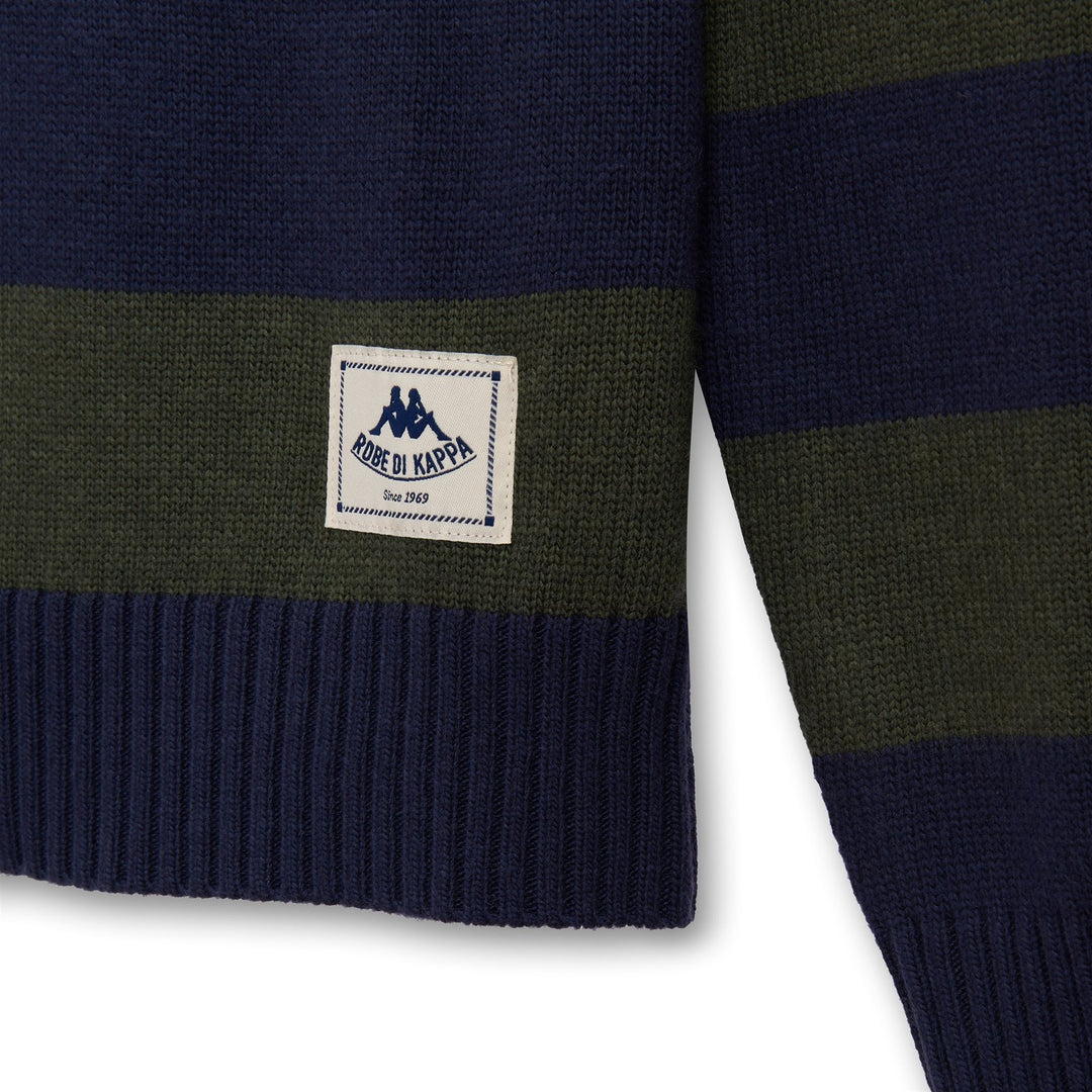 Military green Men's Striped Knit Jumper with Wool Blend main