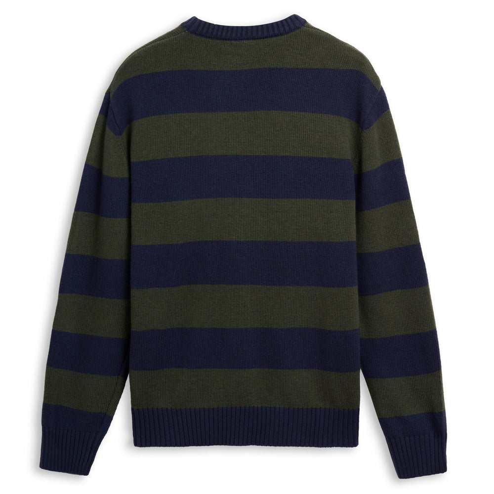Military green Men's Striped Knit Jumper with Wool Blend 02