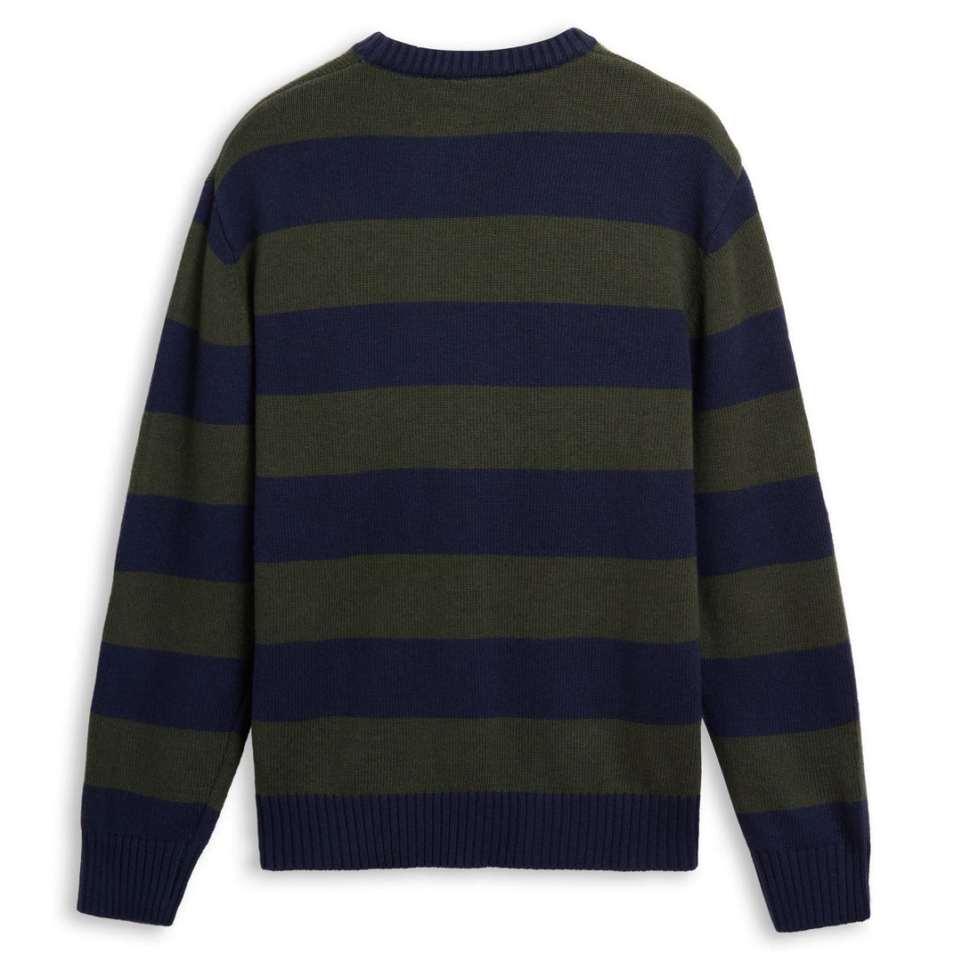 Military green Men's Striped Knit Jumper with Wool Blend main