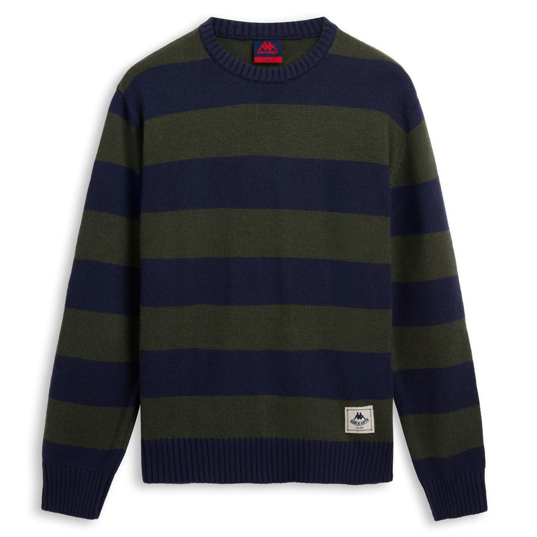 Military green Men's Striped Knit Jumper with Wool Blend 01