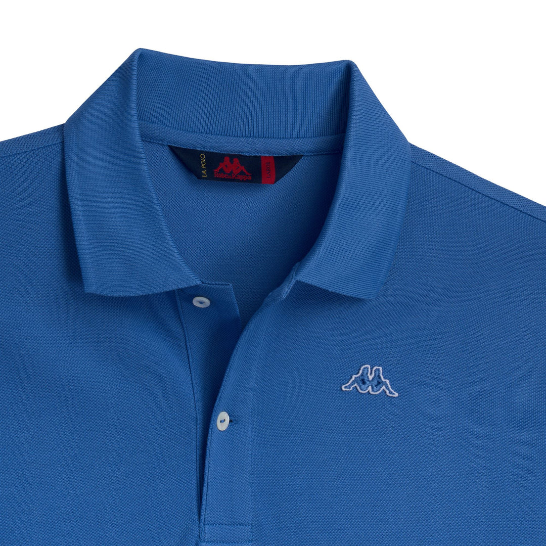 Polo en coton bleu pour homme, coupe classique décontractée main
